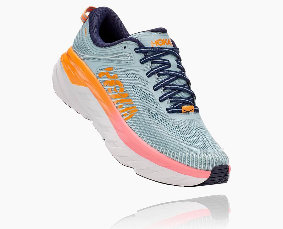 Hoka One One Bondi 7 Löparskor Dam - Blå - MEGLI-2389